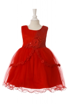 Girls Dress Style 10004 - Pretty Sleeveless Infant Dress with Floral Details in Choice of Color